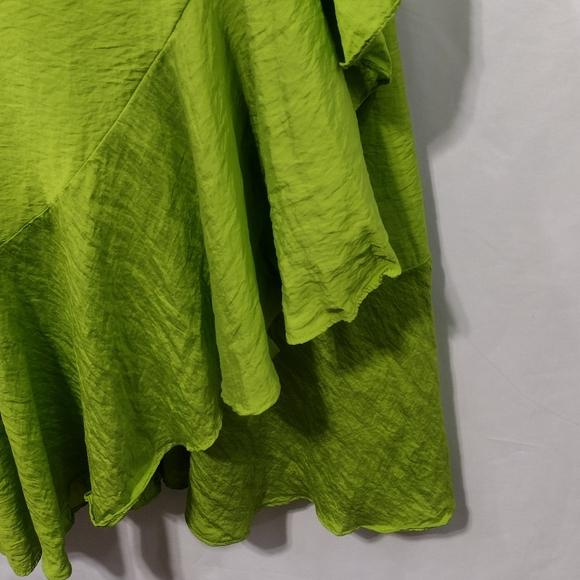 H&M Flounce-Trimmed Wrap Dress Women's XXL Green Dopamine Artsy Party - Picture 5 of 11